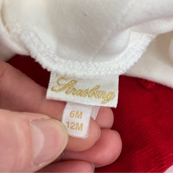 Strasburg Christmas overall set red corduroy embroidered w/ turtleneck 6 months - Picture 11 of 14